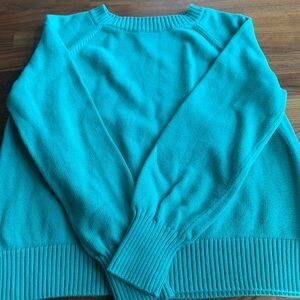 100% Cotton Lands End Drifter Women's Teal Sweater